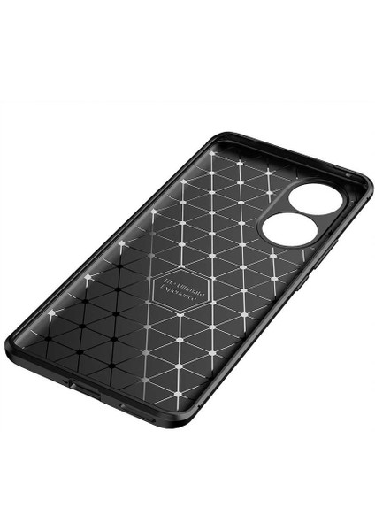 Huawei Nova 9 Kılıf Kamera Korumalı Karbon Desenli Lux Negro Silikon - Siyah + Nano Ekran Koruyucu