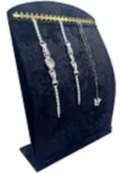 Yüksek Kaliteli Siyah Süet Takı Düzeni, 34X24 Cm, Dik Bombeli Tasarım