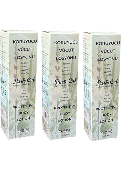 Doğal Sivrisinek ve Kene Kovucu Vücut Losyonu 100 Ml, 3 Adet, Purle