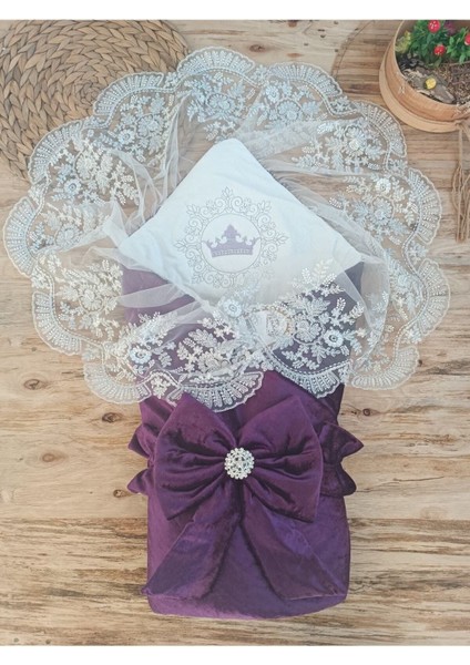 Kadife Kız Bebek Battaniyesi Dantelli Kundak Hastane Çıkışı Yenidoğan %100 Doğal Pamuktan Hediyelik KND45263 fırsatları