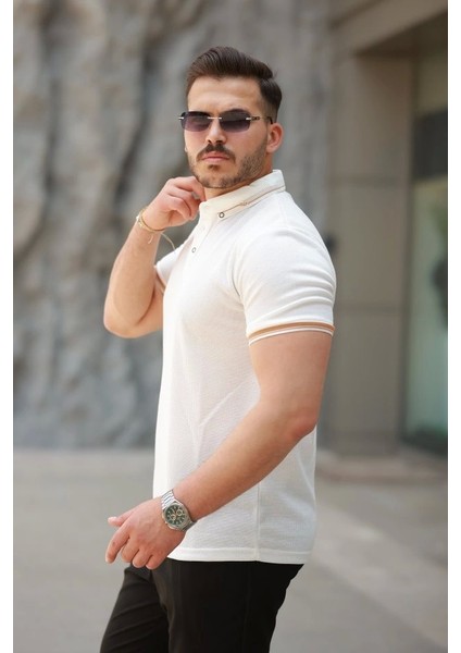 Erkek Düğmeli Yaka Waffle Kumaş Kısa Kollu Tişört fiyatları