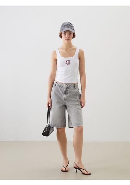 Bermuda Fit Kadın Jean Şort (S5)