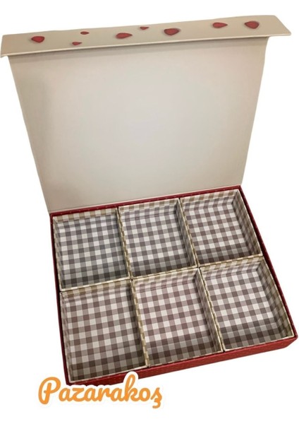 6 Bölmeli Takı Kutusu, Çekmeceli ve Organize Hobi Kutusu, Kırmızı Renkli