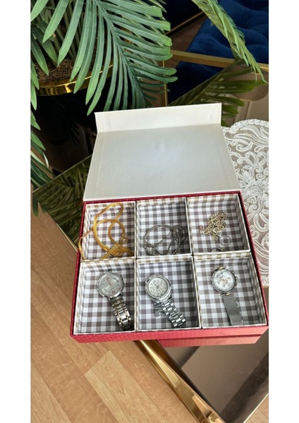 6 Bölmeli Takı Kutusu, Çekmeceli ve Organize Hobi Kutusu, Kırmızı Renkli indirimleri