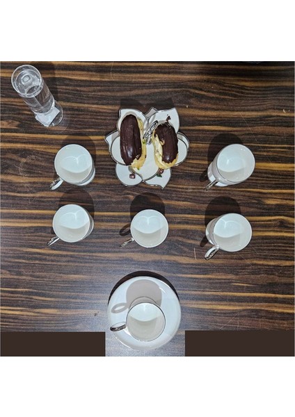 Luxury Platin Bone Porselen Kahve Fincan Takımı 02PLT01 modelleri