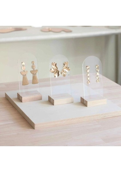 Bej Takı Organizeri, Küpe ve Takı Teşhir Standı, Şık ve Düzenli Saklama Çözümü