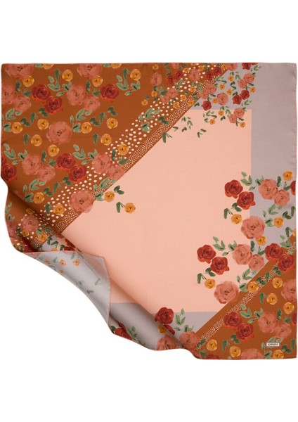Şeftali Çiçek Tuvali Tivil Ipek Eşarp