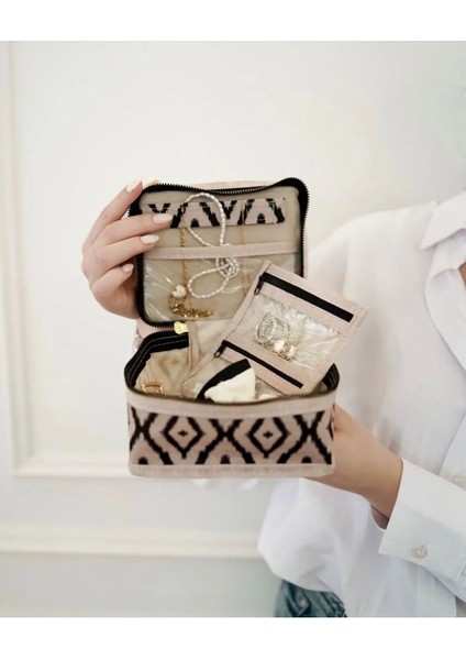 Taşınabilir Takı Düzenleyici Bej Organizatör Çanta indirimleri