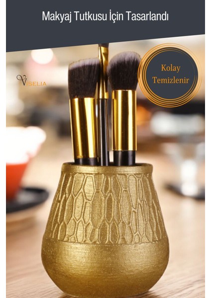 Makyaj Duzenleyici Makyaj Organizeri Makyaj Fırçalığı Makyaj Fırçası Gümüş Eskitme Renk Model 3