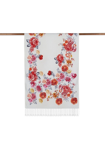 Beyaz Irem Bağı Desenli Ipek Şal fiyatları