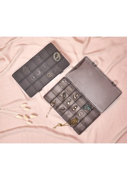 18 Bölmeli Takı Organizer, Boncuk, Kolye, Küpe ve Bileklik Saklama Kutusu fırsatları