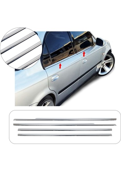 Honda Civic Uyumlu 1998-2000 Krom Cam Çıtası 4 Parça Paslanmaz Çelik