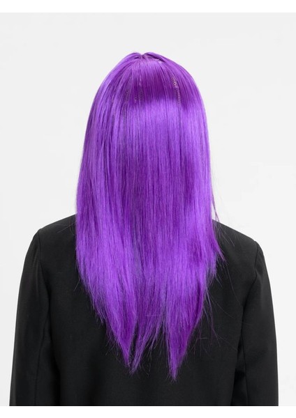 Mor Renk Düz Kesim Uzun Parti Peruğu Takma Saç
