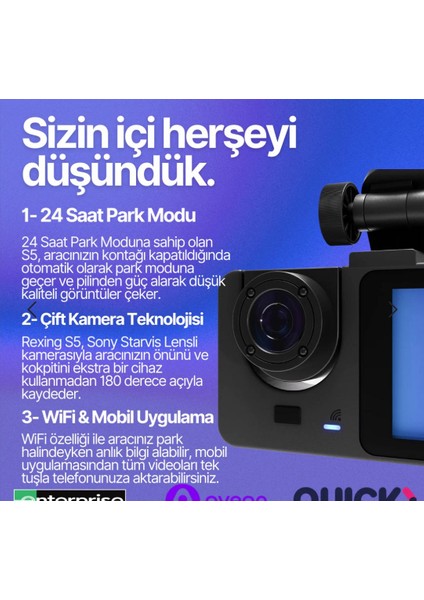 Rexıng s5 Araç Içi 3 Camerali