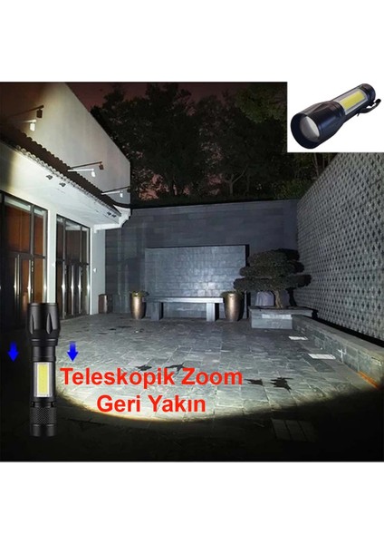 Mini Çok Güçlü Teleskopik Zoomlu Şarjlı Kutulu El Feneri 3 Mod Metal Fener (2 Aydınlatma 1 Selektör) fırsatları