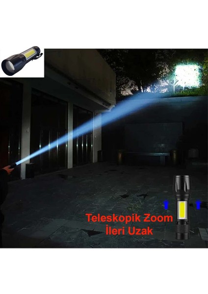 Mini Çok Güçlü Teleskopik Zoomlu Şarjlı Kutulu El Feneri 3 Mod Metal Fener (2 Aydınlatma 1 Selektör) indirimleri