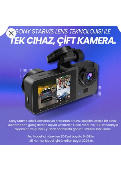 Rexıng s5 Araç Içi 3 Camerali
