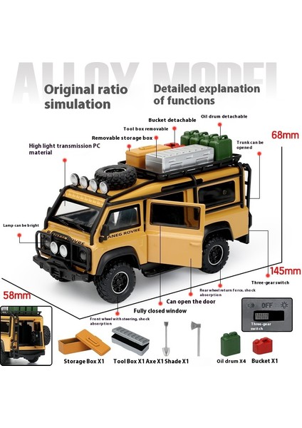 1:32 Land Rover Defender Van Off Road Alaşım Pres Döküm Model Araç Ses ve Işık Açık Hobi Dekoratif Süsler Arkadaşla Hediyeler (Yurt Dışından) fiyatları