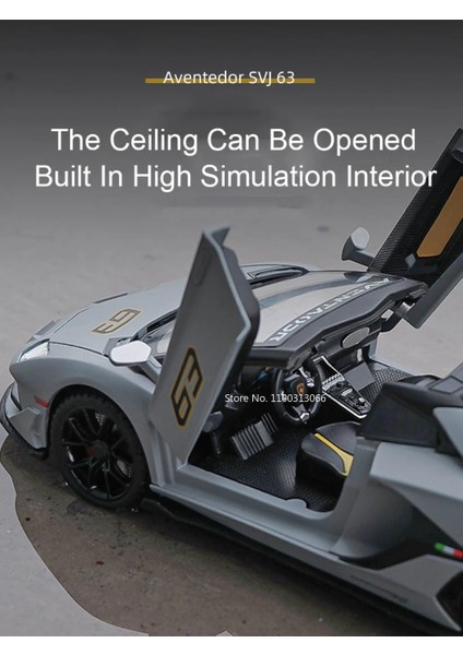 1:24 Lambo SVJ63 Modeli Alaşım Araba Modeli Metal Diecasts & Oyuncak Araçlar Araba Işık Ses ile Süper Spor Araba Çocuk Doğum Günü Hediyeleri Için (Yurt Dışından) modelleri