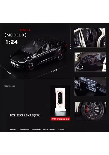 Yeni 1:24 Simülasyon Tesla x Alaşım Araba Modeli Ses ve Işık Geri Çekin Oyuncak Araba Metal Elektrikli Araba Çocuk Koleksiyonu Dekorasyon Hediye (Yurt Dışından)