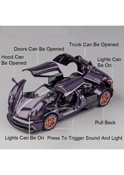 1:32 Ölçekli Pagani Dinastia Huayra Bc Araba Modeli Oyuncak Ses Işığı Martı Kanat Kapı Alaşım Döküm Supercar Modelleri Erkek Çocuklar Hediyeler (Yurt Dışından) modelleri