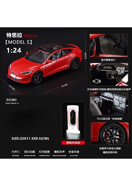 1:24 Tesla Model S Minyatürleri Simülasyon Alaşım Metal Pres Döküm Model Araba Ses ve Işık Oyuncak Arabalar Çocuklar Için Erkek Arkadaşı Için Hediyeler C270 (Yurt Dışından)