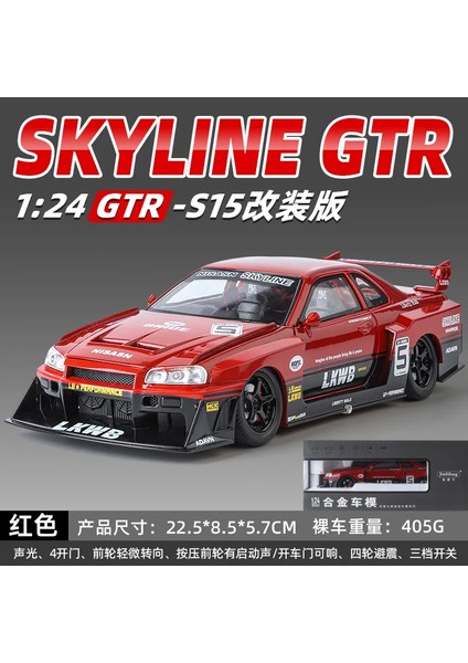 1:24 Nissan Gtr R34 Skyline S15 Modifiye Araç Alaşım Araba Modeli Ses ve Işık Çocuk Oyuncak Koleksiyon Doğum Günü Hediyesi (Yurt Dışından)