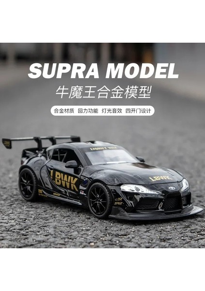 1:22 Toyota Supra Araba Yarışı Modeli Alaşım Pres Döküm ve Oyuncak Metal Araçlar Oyuncak Araba Modeli Yüksek Simülasyon Ses Işığı Çocuk Oyuncakları (Yurt Dışından)