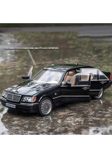 Ölçekli Araba 1:24 Mercedes Benz S320 W140 Alaşım Minyatür Araba Modeli Döküm Metal Ses ve Işık Koleksiyonu Çocuk Oyuncağı Araç Hediye (Yurt Dışından) modelleri