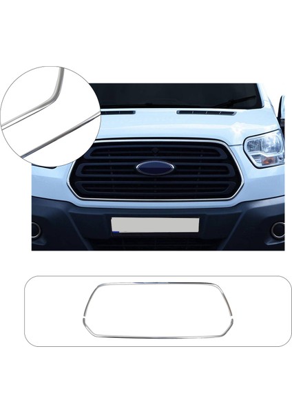 Ford Transit Uyumlu 2014-2019 Krom Ön Panjur Çerçevesi 2 Parça Paslanmaz Çelik