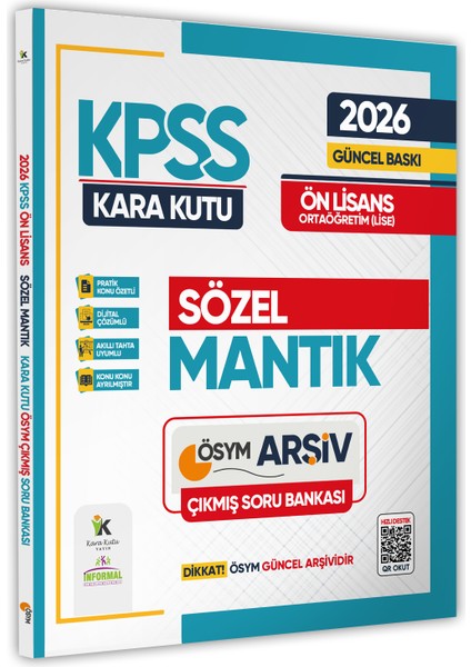 2026 Kpss Önlisans/ortaöğretim Türkçe Sözel Mantık Kara Kutu Ösym Çıkmış Soru Bankası Dijital Çözümlü