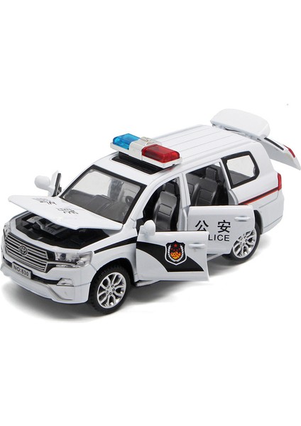 1:32 Toyota Cruiser Polis Suv Alaşım Araba Diecast Metal Modeli Ses ve Işık Oyuncak Bilgisayar Masaüstü Süsler Hediye Arkadaş Boys Için (Yurt Dışından)