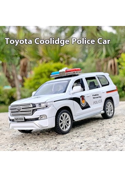 1:32 Toyota Cruiser Polis Suv Alaşım Araba Diecast Metal Modeli Ses ve Işık Oyuncak Bilgisayar Masaüstü Süsler Hediye Arkadaş Boys Için (Yurt Dışından) fiyatları
