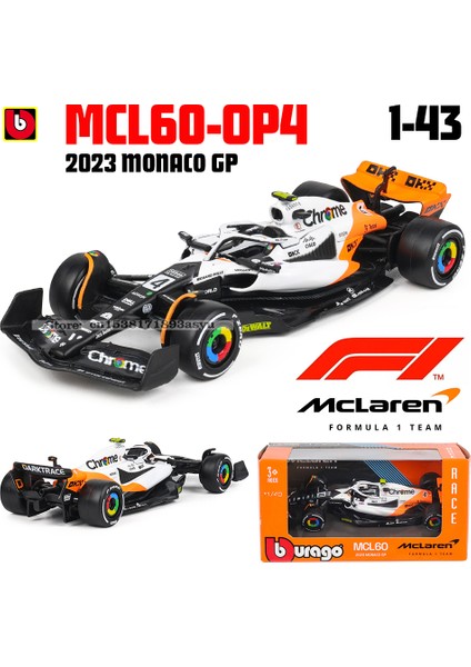 Bburago 1:43 Yeni 2023 Mclaren F1 Takımı MCL60 4 # Lando Norris # Oscar Piastri Formula 1 Alaşım Süper Oyuncak Döküm Araba Modeli (Yurt Dışından)