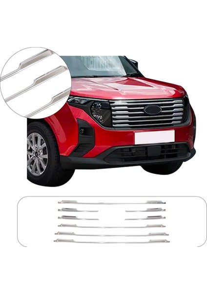 Ford Courier Uyumlu 2024 ve Üzeri Krom Ön Panjur 8 Parça Paslanmaz Çelik