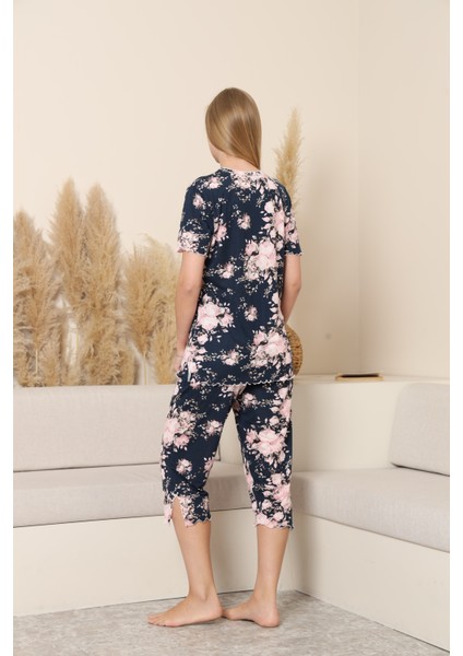 Angelique Bambu Kumaş Kısa Kol Dantel Detaylı Kadın Kapri Takım 22270 indirimleri