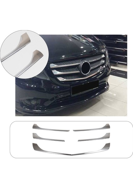 Mercedes Vito W447 Uyumlu 2014 ve Üzeri Krom Ön Panjur 5 Parça Paslanmaz Çelik