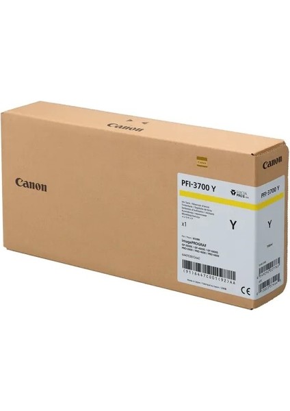 PFI-3700 Y (Yellow) Sarı Orijinal Mürekkep Kartuş 700 Ml. (6447C001)