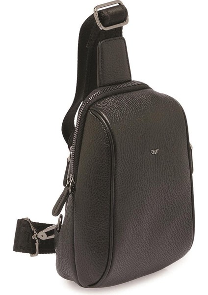 Siyah Hakiki Deri Unisex Çapraz Askılı Çanta - S1AC00021511-A41