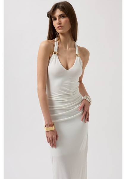 Aksesuar Detay Maxi Elbise