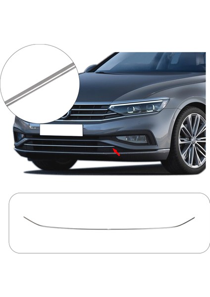 Volkswagen Passat B8 Uyumlu 2015-2019 Krom Ön Tampon Çıtası Tek Parça Paslanmaz Çelik