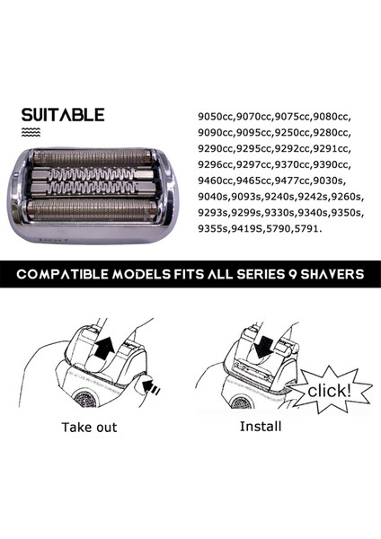 Braun Series 9 Tıraş Makinesi Folyo Bıçakları 9290CC, 9291CC, 9370CC, 9293S, 9385CC, 9390CC Için 92M Elektrikli Tıraş Makinesi Yedek Başlığı (Yurt Dışından) modelleri