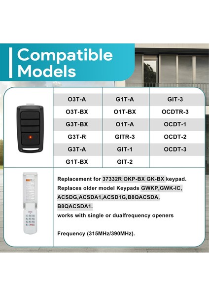 O3T-A Yukarı Açılır Kapı Uzaktan Kumandası ile Yukarı Açılır Garaj Kapısı Açma Tuş Takımı, Garaj Kapısı Açma Tuş Takımı Gk-R, 315MHZ/390MHZ (Yurt Dışından)