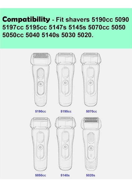 Braun Elektrikli Tıraş Makinesi Için Seri 5 Yedek Başlık 52S, S5 Islak ve Kuru Yedek Başlık Folyo ve Kesici 5190CC 5090 5020 (Yurt Dışından)
