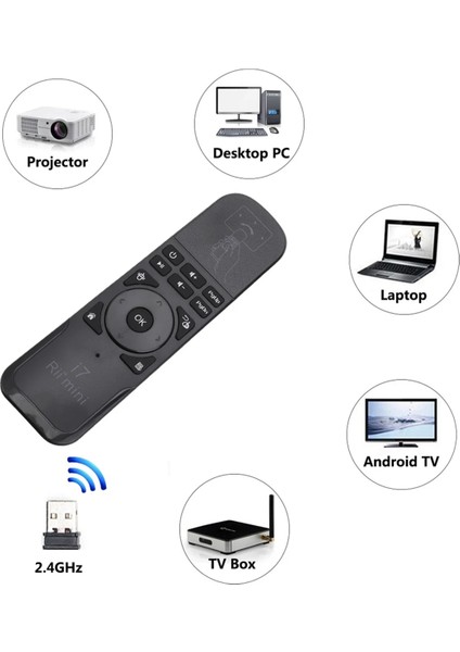 Rii I7 Air Mouse 2.4g Kablosuz Uzaktan Kumanda Android Tvb Akıllı Bilgisayar Kontrol Cihazı (Yurt Dışından)