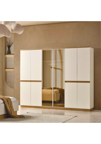 Nero Modern 6 Kapaklı Aynalı Gardırop (Dolap)