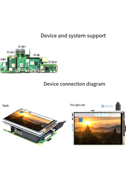 Raspberry 4b Board Spı Için Dokunmatik Panelli 3,5 Inç 480X320 Tft LCD Ekran Düşük Güç Tüketimi (Yurt Dışından)