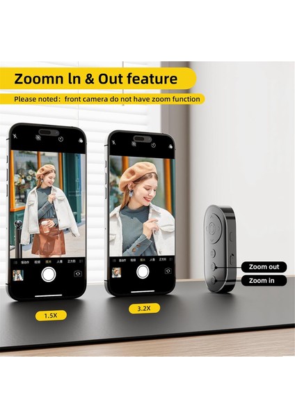 Bluetooth Kamera Uzaktan Deklanşör, Yakınlaştırma ve Ön/arka Kamera Anahtarı, Video Uzaktan Kumandalı Selfie Çubuğu Kamera Kontrolü (Yurt Dışından) fırsatları