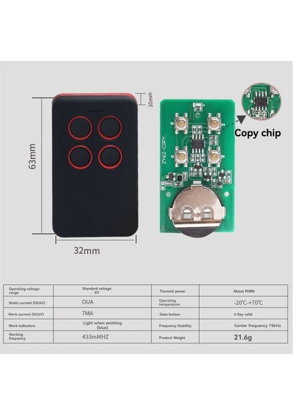 433MHZ Akıllı Kopyalama Uzaktan Kumanda Elektrikli Garaj Kapısı Açacağı Kopyalayıcı Klon Kodu 4 Anahtar Verici (Yurt Dışından)
