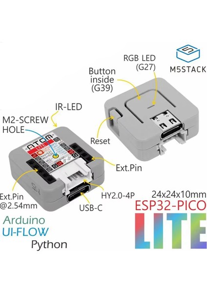 M5STACK Atom Lite ESP32-PICO Geliştirme Kartı Kiti Wifi Programlanabilir Düğme Iot Düğüm Modülü ile (Yurt Dışından)